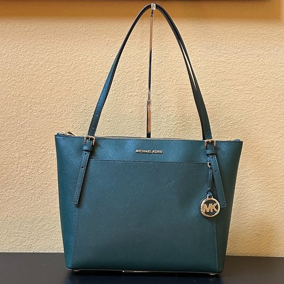 Michael Kors Voyager East West Large Top Zip Shoulder Tote Bag Racing Green